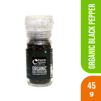 Organic Black Pepper Corn Adjustable Grinder- 45g