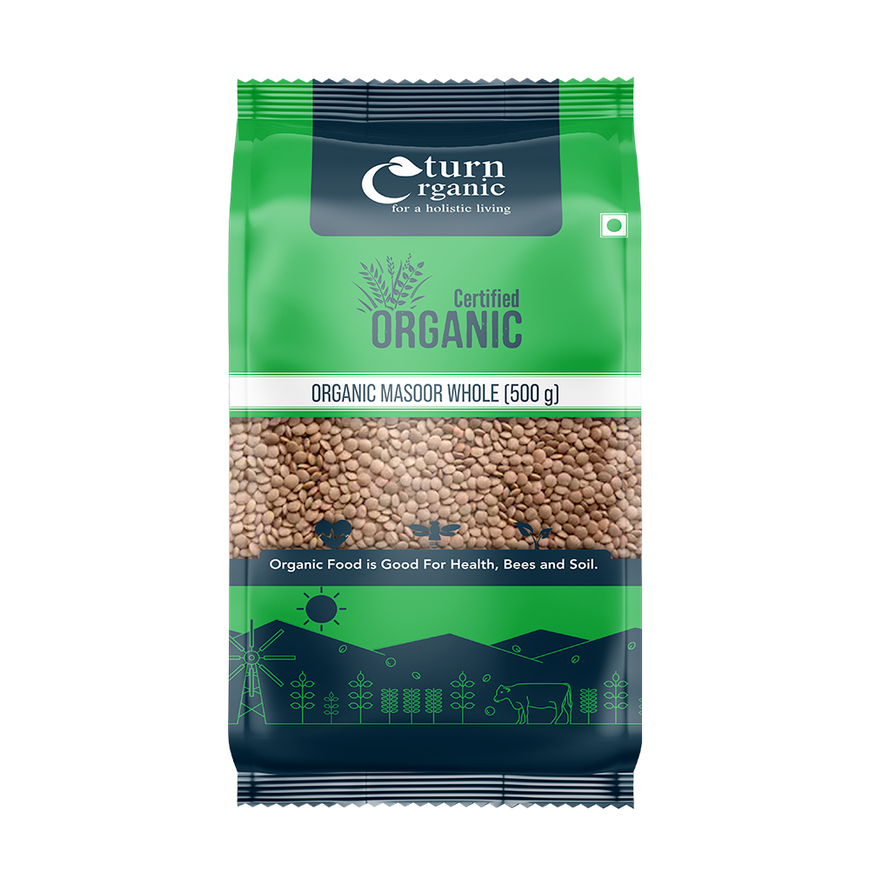 Organic Masoor Whole- 500g | Turn Organic